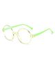 SYGA Children's Glasses Silicone Eye Protection Flat Glasses Suitable For 4-12 Years old(Green frame green legs)
