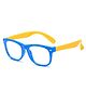 SYGA Children's Anti-Blue Light Glasses For Boys And Girls Silicone Goggles Myopia Glasses 4-12 Years old (Blue frame yellow legs)