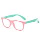 SYGA Children's Anti-Blue Light Glasses For Boys And Girls Silicone Goggles Myopia Glasses 4-12 Years old (Pink frame green legs)
