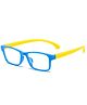 SYGA Children's Anti-Blue Light Goggles Soft Silicone Eye Protection Baby Flat Mirror Frame 4-12 years old (Blue frame yellow legs)