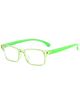 SYGA Children's Anti-Blue Light Goggles Soft Silicone Eye Protection Baby Flat Mirror Frame 4-12 years old (Transparent green frame green legs)