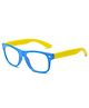 SYGA Children's Anti-Blue Light Glasses Baby Goggles PC Frame Flat Mirror 4-12 Years old(Blue frame yellow feet/white flat)