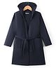 Pine Kids Cotton Full Sleeves Solid Bath Robe with Hood - Navy Blue