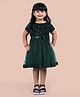 SHRITHI Fashion Fab Half Sleeves Seamless Sequin Bodice Embellished  & Bow Detailed Fit & Flare Dress - Green