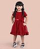 SHRITHI Fashion Fab Half Sleeves Seamless Sequin Bodice Embellished  & Bow Detailed Fit & Flare Dress - Maroon