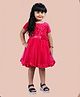 SHRITHI Fashion Fab Half Sleeves Seamless Sequin Bodice Embellished & Bow Detailed Fit & Flare Dress - Fuchsia Pink