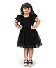 SHRITHI Fashion Fab Half Sleeves Flower Applique Detailed Fit & Flare Shimmer Dress - Black