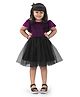 SHRITHI Fashion Fab Half Sleeves Flower Applique Detailed Fit & Flare Shimmer Dress - Fuchsia Purple & Black