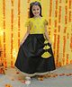 Lil Peacock Half  Ruffle Sleeves Floral Embroidered Choli With Polka Dots Printed & Lace Embellished  Lehenga - Yellow