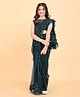 SHRITHI Fashion Fab Tikli Work & Sequin Band Embellished & Ruffled Hem Detailed Ready To Wear Saree With Unstitched Blouse Piece - Green & Black