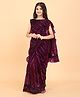 SHRITHI Fashion Fab Tikli Work & Sequin Band Embellished & Ruffled Hem Detailed Ready To Wear Saree With Unstitched Blouse Piece - Purple