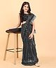 SHRITHI Fashion Fab Tikli Work & Sequin Band Embellished & Ruffled Hem Detailed Ready To Wear Saree With Unstitched Blouse Piece - Grey & Black