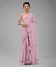 SHRITHI Fashion Fab Jari & Tikli Work Embellished & Ruffle Hem Detailed Ready To Wear Saree With Unstitched Blouse Piece - Pink