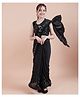 SHRITHI Fashion Fab Seamleess Sequin Embellished Unstitched Blouse Piece With Pleated Hem Detailed Lotus Pattern Saree - Black