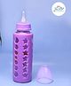The Little Lookers High Borosilicate Glass Feeding Bottle for Baby/Feeder for Newborn | Super Soft Flow Control & Anti Colic Nipple for Infants/Toddlers - Purple (240ml)