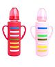 The Little Lookers High Borosilicate Glass Feeding Bottle for Baby/Feeder for Newborn | Super Soft Flow Control & Anti Colic Nipple for Infants/Toddlers - Red & Pink (240ml)