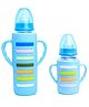 The Little Lookers High Borosilicate Glass Feeding Bottle for Baby/Feeder for Newborn | Super Soft Flow Control & Anti Colic Nipple for Infants/Toddlers - Blue (240ml & 120ml)
