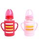 The Little Lookers High Borosilicate Glass Feeding Bottle for Baby/Feeder for Newborn | Super Soft Flow Control & Anti Colic Nipple for Infants/Toddlers - Red & Blue (120ml)