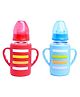 The Little Lookers High Borosilicate Glass Feeding Bottle for Baby/Feeder for Newborn | Super Soft Flow Control & Anti Colic Nipple for Infants/Toddlers - Red & Blue (120ml)