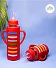 The Little Lookers High Borosilicate Glass Feeding Bottle with Handle Silicon Cover for Baby/Feeder for Newborn | Super Soft Flow Control & Anti Colic Nipple for Infants/Toddlers - Red (240ml & 120ml)