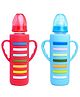 The Little Lookers High Borosilicate Glass Feeding Bottle for Baby/Feeder for Newborn | Super Soft Flow Control & Anti Colic Nipple for Infants/Toddlers - Red & Blue (240ml)
