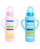 The Little Lookers High Borosilicate Glass Feeding Bottle for Baby Feeder for Newborn | Super Soft Flow Control & Anti Colic Nipple for Infants Toddlers - Blue & Pink (240ml)