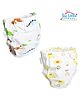 THE LITTLE LOOKERS Potty Training Pants for Babies I Reusable & Waterproof Pull up Underwear | Cloth Diaper for Babies-White Dino & Duck - Large (2 Years - 3 Years) (Pack of 2)
