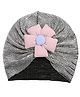 THE LITTLE LOOKERS Floral Detailed Soft Turban Cap - Grey