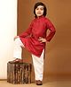 P-MARK Full Sleeves Embroidery Design Cotton Kurta & Pajama Set- Maroon