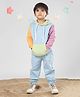 Polka Tots Full Sleeves Color Blocked Hooded Jogger Set - Blue