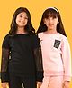 Anthrilo Pack Of 2 Full Sleeves Solid & Text Printed Sweatshirts - Black & Pink
