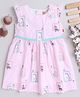 Twetoons Cotton Blend Frill Sleeves Elephant Printed Frock - Pink