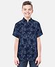 GINI & JONY Half Sleeves Seamless Leaves Printed Shirt - Navy Blue