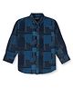GINI & JONY Full Sleeves Seamless Intricate Blocks Designed Shirt - Navy Blue