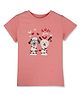 GINI & JONY Half Sleeves Love Theme Animals Printed Top - Pink