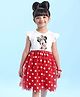 Babyhug Disney  Sleeves Frock with Mesh &  Frill Detailing  Minnie Mouse Graphics - White