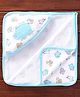 Child World Terry Knit Towel & Wrappers Elephant Patch & Print L 80 x B 80 cm -Blue
