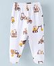 Child World Interlock Cotton Knit Footed Bootie Legging  JCB Print - Yellow & White