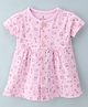 Child World Cotton Interlock Knit Half Sleeves Frock Bear Print - Pink