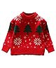 Little Surprise Box Full Sleeves Snowflakes &  Christmas Tree  Designed Cotton Sweater - Red