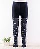 Cute Walk by Babyhug Anti-Bacterial Cotton Knit Footed Tights Floral Print - Navy Blue