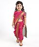 Babyhug Half Sleeves Blouse And Zari Bordered Nauvari Saree - Red