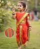 Babyhug Half Sleeves Blouse And Zari Bordered Nauvari Saree - Orange