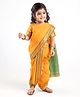 Babyhug Half Sleeves Blouse And Zari Bordered Nauvari Saree - Yellow