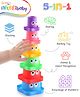 Intellibaby 5-in-1 Multicoloured Star Shaped Monster Stacking Cups | Bath Time & Outdoor Sorting & Nesting Water Play | European Safety & BIS Certified