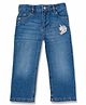 JusCubs Unicorn  Embroidered Button Down Denim Three Fourth Jeans -Blue