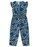 JusCubs Cap Frill Sleeves Abstract  Cotton Jumpsuit - Navy Blue