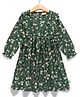 JusCubs Full Sleeves Floral Printed Frill Detailed Cotton  Dress - Green