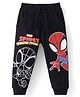 Babyhug Marvel Cotton Looper Full Length Lounge and Track Pant with Spiderman Graphics - Black