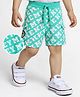 Babyhug Disney Cotton Knit Shorts with Mickey Mouse Print - Green